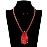 109513, TEARDROP TENNIS NECKLACE WITH RHINESTONE PENDANT