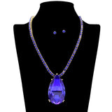 109513, TEARDROP TENNIS NECKLACE WITH RHINESTONE PENDANT