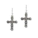 109516, PAVE CRYSTAL CROSS DANGLE EARRING
