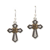 109518, VINTAGE TEXTURED CROSS DANGLE EARRING