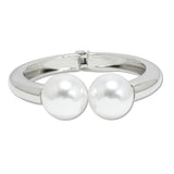 109522, BOLD PEARL ACCENT METAL OPEN BANGLE BRACELET