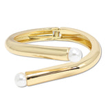109535, PEARL ACCENT ELEGANT OPEN BANGLE BRACELET