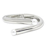 109535, PEARL ACCENT ELEGANT OPEN BANGLE BRACELET