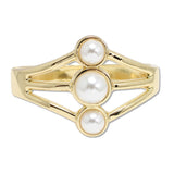 109536, TRIPLE PEARL ACCENT METAL OPEN BANGLE BRACELET