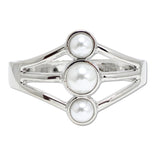 109536, TRIPLE PEARL ACCENT METAL OPEN BANGLE BRACELET