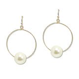 109538, SINGLE PEARL ACCENT ROUND DAGNLE EARRING