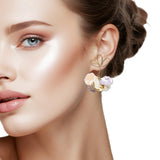 109541, FRESHWATER PEARL FLOWER PETAL DANGLE EARRING