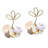 109541, FRESHWATER PEARL FLOWER PETAL DANGLE EARRING