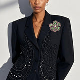 109554, SORORITY BOLD FLOWER RHINESTONE BROOCH PIN