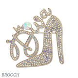 109555, DIVA HIGH HEEL SHOE RHINESTONE BROOCH PIN