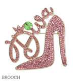 109555, SORORITY DIVA HIGH HEEL SHOE RHINESTONE BROOCH PIN