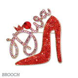109555, DIVA HIGH HEEL SHOE RHINESTONE BROOCH PIN