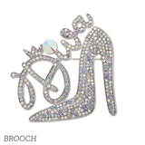 109555, DIVA HIGH HEEL SHOE RHINESTONE BROOCH PIN