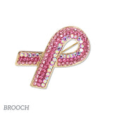 109556, PINK RIBBON CRYSTAL RHINESTONE BROOCH PIN