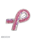 109556, PINK RIBBON CRYSTAL RHINESTONE BROOCH PIN