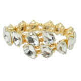 109557, GOLD TONE TEARDROP RHINESTONE ACCENT STRETCH CUFF BRACELET