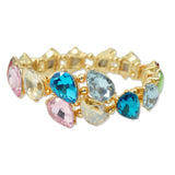 109557, GOLD TONE TEARDROP RHINESTONE ACCENT STRETCH CUFF BRACELET