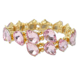 109557, GOLD TONE TEARDROP RHINESTONE ACCENT STRETCH CUFF BRACELET