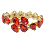 109557, GOLD TONE TEARDROP RHINESTONE ACCENT STRETCH CUFF BRACELET
