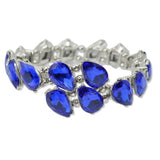 109557, SILVER TONE TEARDROP RHINESTONE ACCENT STRETCH CUFF BRACELET