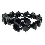 109557, GOLD TONE TEARDROP RHINESTONE ACCENT STRETCH CUFF BRACELET