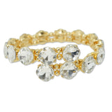 109558, GOLD TONE GEOMETRIC RHINESTONE ACCENT STRETCH CUFF BRACELET