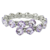 109558, SILVER TONE GEOMETRIC RHINESTONE ACCENT STRETCH CUFF BRACELET