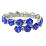 109558, SILVER TONE GEOMETRIC RHINESTONE ACCENT STRETCH CUFF BRACELET