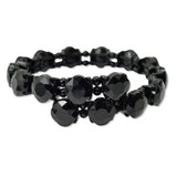 109558, GOLD TONE GEOMETRIC RHINESTONE ACCENT STRETCH CUFF BRACELET