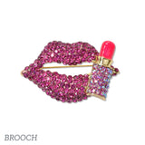 109560, LIPS LIPSTICK CRYSTAL RHINESTONE BROOCH PIN