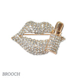 109560, LIPS LIPSTICK CRYSTAL RHINESTONE BROOCH PIN