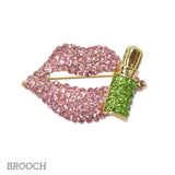 109560, SORORITY LIPS LIPSTICK CRYSTAL RHINESTONE BROOCH PIN