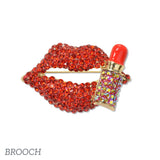 109560, LIPS LIPSTICK CRYSTAL RHINESTONE BROOCH PIN