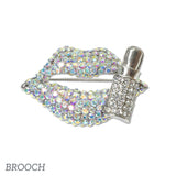 109560, LIPS LIPSTICK CRYSTAL RHINESTONE BROOCH PIN