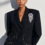 109561, OVERSIZED FLORAL RHINESTONE BROOCH PIN