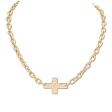 109568, HAMMERED CROSS PENDANT CHAIN NECKLACE