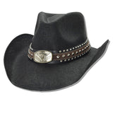 109574, WESTERN STEER HEAD LEATHER BAND TRIM COWBOY HAT