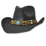 109575, WESTERN TURQUOISE ACCENT WOOD BAND TRIM COWBOY HAT