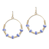 109580, FLORAL CERAMIC PORCELAIN BEADED ROUND EARRING