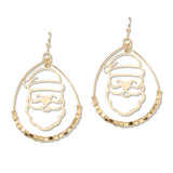 109582, CHRISTMAS CUTOUT SANTA BEADED TEARDROP EARRING
