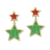 109583, CHRISTMAS HOLIDAY GLITTER STAR DANGLE EARRING
