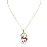 109584, CHRISTMAS SNOWMAN ENAML ACCENT PENDANT NECKLACE