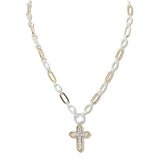 109585, PAVE CROSS PENDANT CHAIN NECKLACE