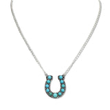 109586, WESTERN TURQUOISE ACCENT HORSESHOE PENDANT NECKLACE
