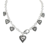 109589, ANTIQUE SILVER HEART CHARM NECKLACE