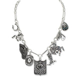 109590, WESTERN RODEO HORSE COWBOY THEME CHARM NECKLACE