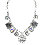 109591, WESTERN THEME ENGRAVED COIN HEART CHARM NECKLACE