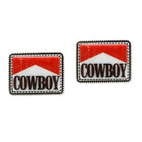 109593, WESTERN COWBOY RECTANGULAR STUD EARRING