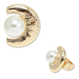 109594, CRESCENT TEXTURED WITH PEARL STRETCH RING