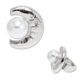 109594, CRESCENT TEXTURED WITH PEARL STRETCH RING